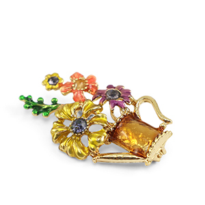 Broches can with flowers Multicolour-gold