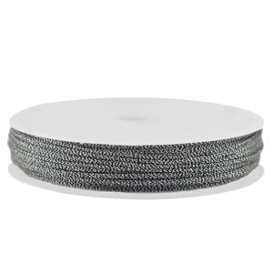 Macram&eacute; gevlochten draad 0,8mm Dark grey-silver metallic