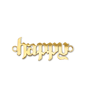 Bedels van Stainless steel Roestvrij staal (RVS) tussenstuk ''happy'' Gold