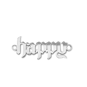 Bedels van Stainless steel Roestvrij staal (RVS) tussenstuk ''happy'' Silver