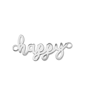 Bedels van Stainless steel Roestvrij staal (RVS) tussenstuk ''happy'' Silver