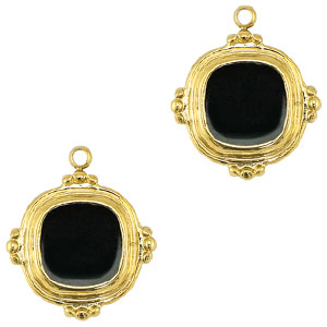 Bedels van Stainless steel Roestvrij staal (RVS) square enamel Gold-black