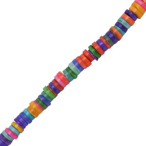Schelp kralen disc Multicolor