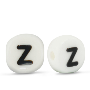 Keramiek letterkralen Z White-black