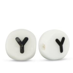 Keramiek letterkralen Y White-black