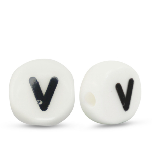 Keramiek letterkralen V White-black
