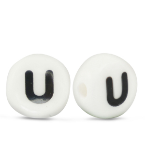 Keramiek letterkralen U White-black