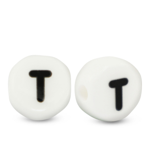 Keramiek letterkralen T White-black