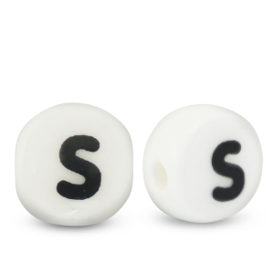 Keramiek letterkralen S White-black