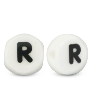 Keramiek letterkralen R White-black