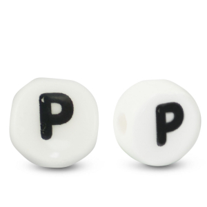 Keramiek letterkralen P White-black