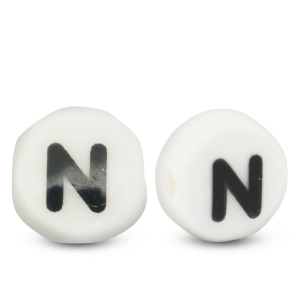 Keramiek letterkralen N White-black
