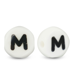 Keramiek letterkralen M White-black