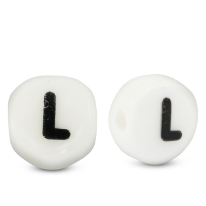 Keramiek letterkralen L White-black