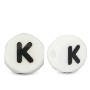Keramiek letterkralen K White-black