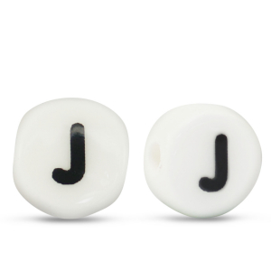 Keramiek letterkralen J White-black