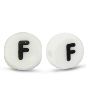 Keramiek letterkralen F White-black