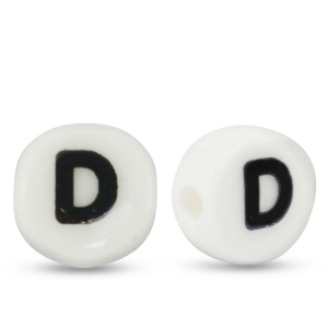 Keramiek letterkralen D White-black
