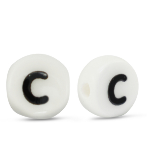 Keramiek letterkralen C White-black