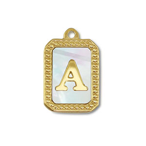 Bedel van Stainless steel Roestvrij staal (RVS) shell letter A Gold-white (natuurlijke kleur)