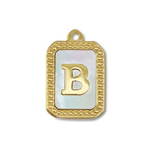 Bedel van Stainless steel Roestvrij staal (RVS) shell letter B Gold-white (natuurlijke kleur)