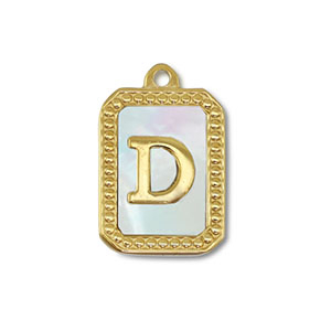 Bedel van Stainless steel Roestvrij staal (RVS) shell letter D Gold-white (natuurlijke kleur)