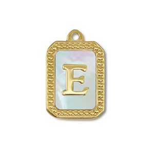 Bedel van Stainless steel Roestvrij staal (RVS) shell letter E Gold-white (natuurlijke kleur)
