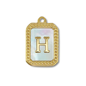 Bedel van Stainless steel Roestvrij staal (RVS) shell letter H Gold-white (natuurlijke kleur)