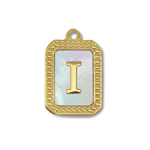 Bedel van Stainless steel Roestvrij staal (RVS) shell letter I Gold-white (natuurlijke kleur)