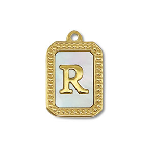 Bedel van Stainless steel Roestvrij staal (RVS) shell letter R Gold-white (natuurlijke kleur)