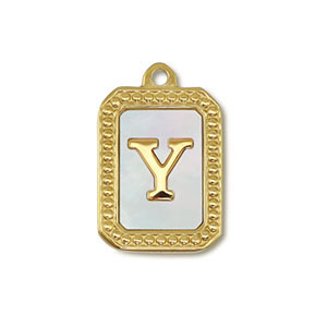 Bedel van Stainless steel Roestvrij staal (RVS) shell letter Y Gold-white (natuurlijke kleur)