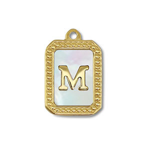 Bedel van Stainless steel Roestvrij staal (RVS) shell letter M Gold-white (natuurlijke kleur)