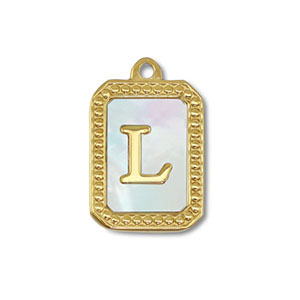 Bedel van Stainless steel Roestvrij staal (RVS) shell letter L Gold-white (natuurlijke kleur)
