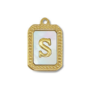 Bedel van Stainless steel Roestvrij staal (RVS) shell letter S Gold-white (natuurlijke kleur)