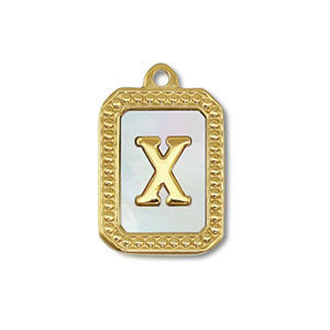 Bedel van Stainless steel Roestvrij staal (RVS) shell letter X Gold-white (natuurlijke kleur)