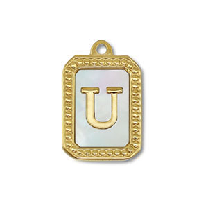 Bedel van Stainless steel Roestvrij staal (RVS) shell letter U Gold-white (natuurlijke kleur)