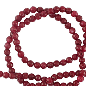 Natuursteen kralen 3mm facet geslepen Bordeaux red