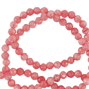 Natuursteen kralen 3mm facet geslepen Living coral red