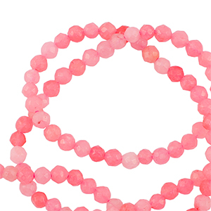 Natuursteen kralen 3mm facet geslepen Coral pink