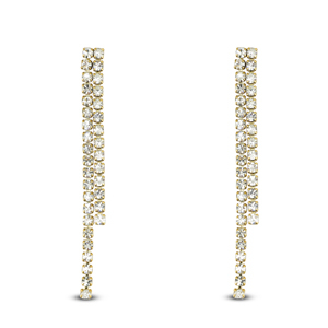 Oorbellen van Stainless steel Roestvrij staal (RVS) oorstekers with unequal rhinestones Gold