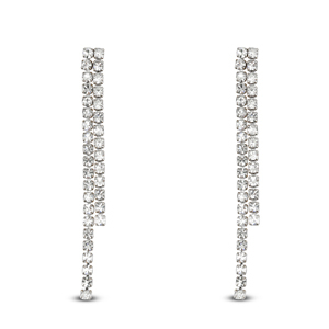 Oorbellen van Stainless steel Roestvrij staal (RVS) oorstekers with unequal rhinestones Silver