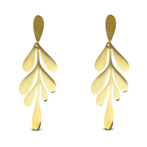 Oorbellen van Stainless steel Roestvrij staal (RVS) oorstekers leaf Gold