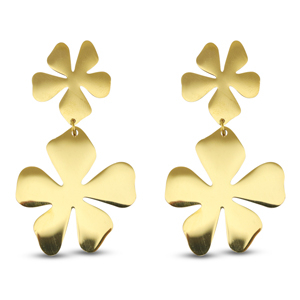 Oorbellen van Stainless steel Roestvrij staal (RVS) oorstekers flower Gold