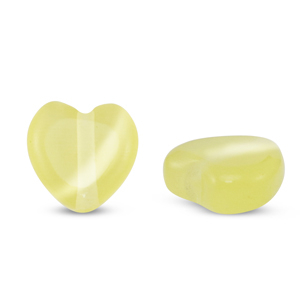 Glas kralen Cat's Eye heart Yellow