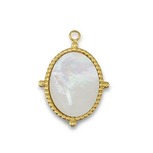 Bedel van Stainless steel Roestvrij staal (RVS) shell oval Gold-white (natuurlijke kleur)