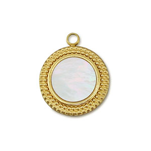 Bedel van Stainless steel Roestvrij staal (RVS) shell round Gold-white (natuurlijke kleur)
