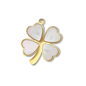 Bedel van Stainless steel Roestvrij staal (RVS) shell clover Gold-white (natuurlijke kleur)