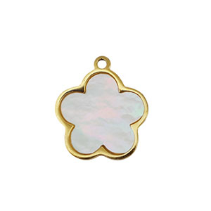 Bedel van Stainless steel Roestvrij staal (RVS) shell flower Gold-white (natuurlijke kleur)