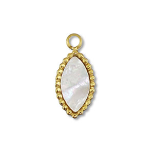 Bedel van Stainless steel Roestvrij staal (RVS) shell oval Gold-white (natuurlijke kleur)