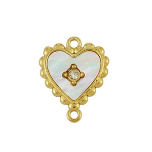 Bedel van Stainless steel Roestvrij staal (RVS) connector shell heart Gold-white (natuurlijke kleur)